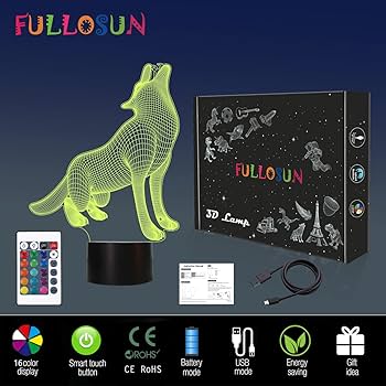 Amazon.com: FULLOSUN Wolf Gift 3D Light, Optical Illusion